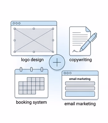 Layout of add-ons with various extra services and features.