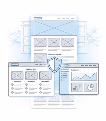 Layout of a premium website with multiple sections, advanced UX strategy, and custom animations.